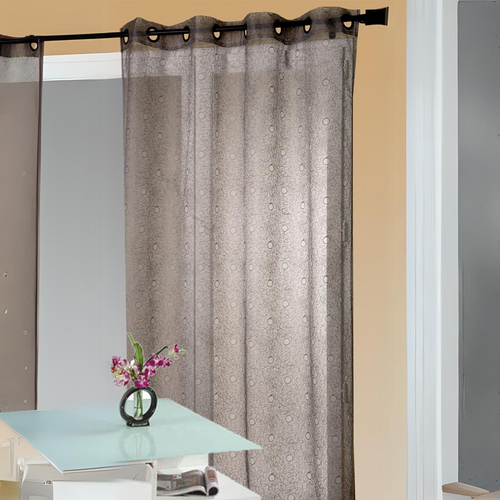 Voilage Organza Gribouillis Et Bulles Brodée - 140x240 Cm - Gris Clair