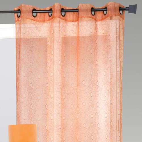 Voilage Organza Gribouillis Et Bulles Brodée - 140x240 Cm - Terracotta