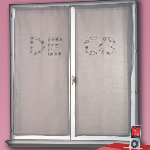 Paire De Voilages Étamine Avec Strass 'deco' - 60x130 Cm - Gris Clair