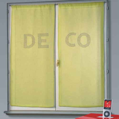 Paire De Voilages Étamine Avec Strass 'deco' - 60x130 Cm - Vert Clair