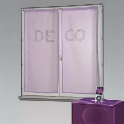 Paire De Voilages Étamine Avec Strass 'deco' - 60x130 Cm - Violet Parme