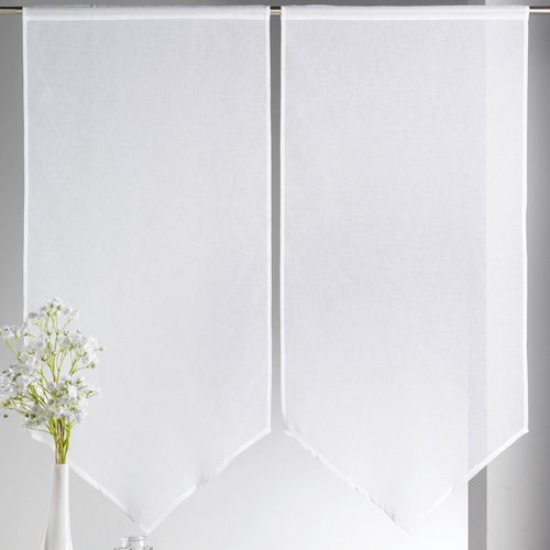Paire De Petits Voilages Etamine Bas En Pointe - 60x130 Cm - Ivoire