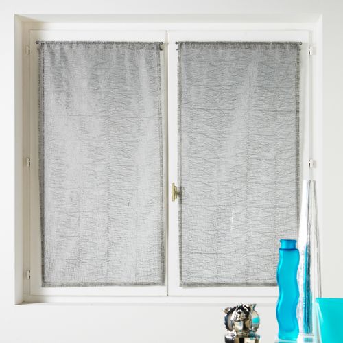 Petit Voilage à La Paire En Organza Uni - 80x160 Cm - Gris Clair