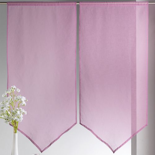 Paire De Petits Voilages Etamine Bas En Pointe - 60x130 Cm - Lilas