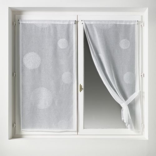 Petit Voilage Brodé Fil Lurex 'ronds' - 60x160 Cm - Argent