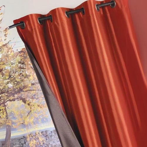 Rideau Ameublement Réversible En Taffetas - 140x260 Cm - Terracotta