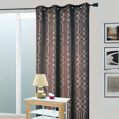 Rideau Ameublement En Jacquard Motif Géométrique - 140x260 Cm - Gris Clair