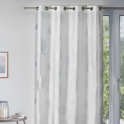 Rideau Ameublement En Taffetas Imprimé Argent - 140x260 Cm - Blanc