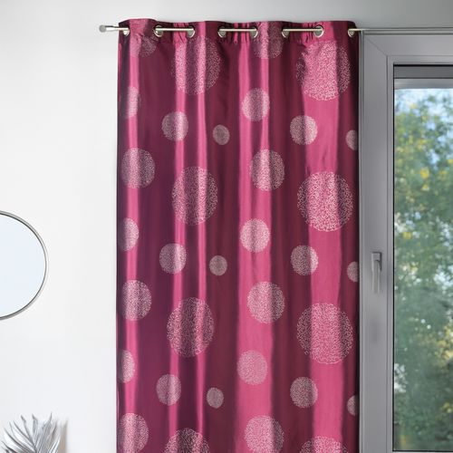 Rideau Ameublement En Taffetas Imprimé Argent - 140x260 Cm - Prune