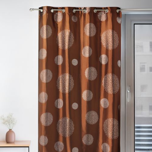 Rideau Ameublement En Taffetas Imprimé Argent - 140x260 Cm - Marron Chocolat