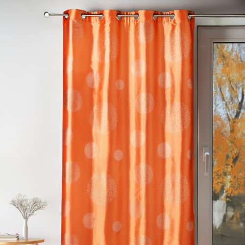 Rideau Ameublement En Taffetas Imprimé Argent - 140x260 Cm - Orange