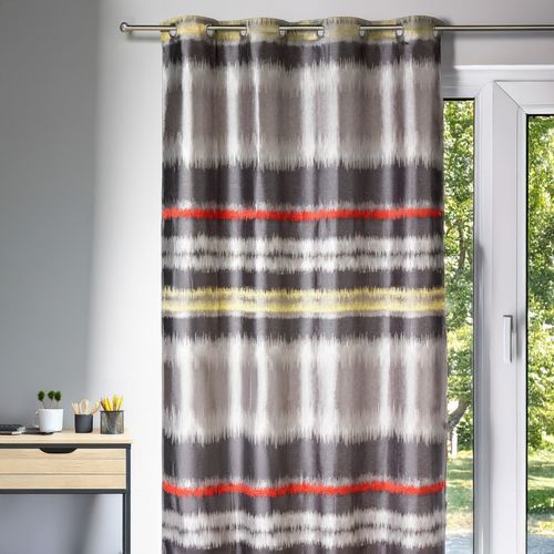 Rideau D'ameublement En Jacquard Style Ikat - 140x260 Cm - Gris Clair