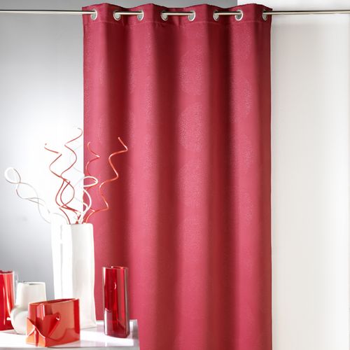Rideau Occultant Frappé Ronds 80% "occultant" - 140x260 Cm - Rouge