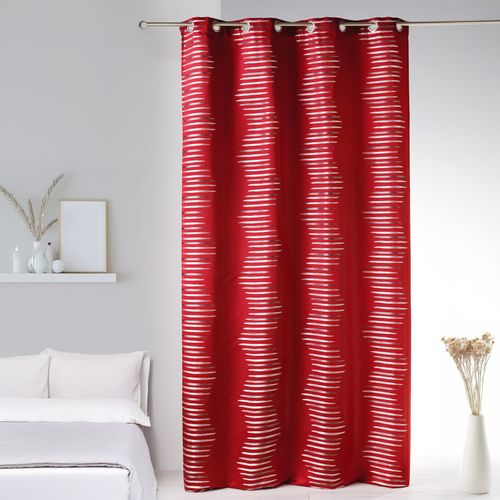 Rideau En Jacquard à Vagues Fantaisies - 140x260 Cm - Bordeaux