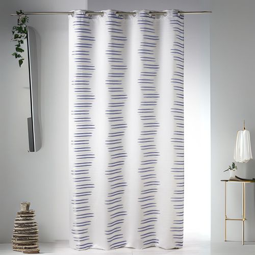 Rideau En Jacquard à Vagues Fantaisies - 140x260 Cm - Bleu