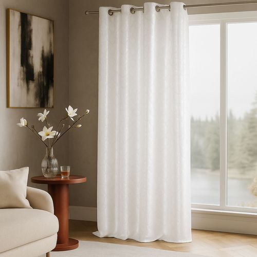 Rideau - Effet Soie Motif Écaille - 140x260 Cm - Ivoire