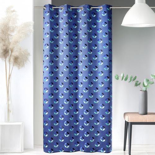 Rideau En Jacquard à Imprimés "rosace" - 140x260 Cm - Bleu