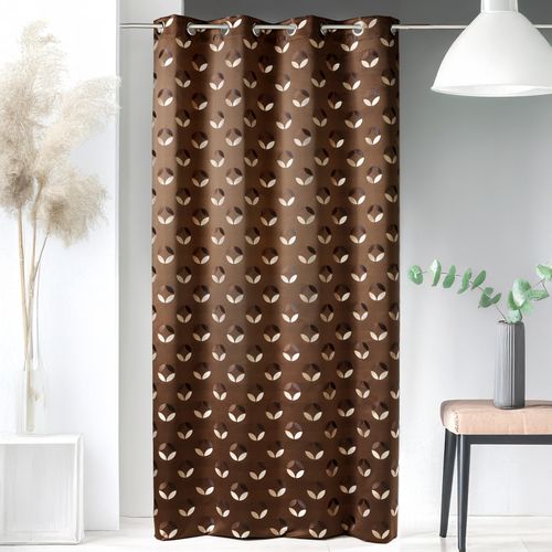 Rideau En Jacquard à Imprimés "rosace" - 140x260 Cm - Marron Chocolat