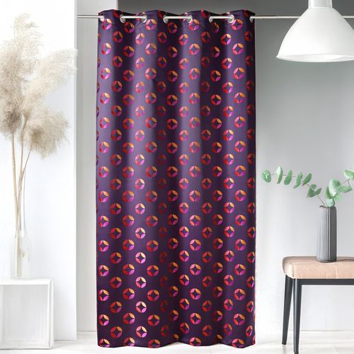 Rideau En Jacquard à Imprimés "rosace" - 140x260 Cm - Prune
