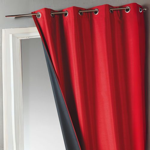 Rideau Uni En Shantung 100% Occultant 3 Couches - 140x260 Cm - Rouge Orangé