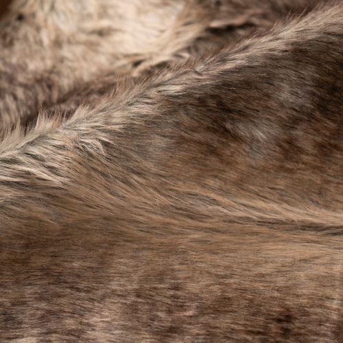 Plaid Imitation Fourrure - Effet Loup Brun Doublé Velours - 130x160 Cm - Marron Brun