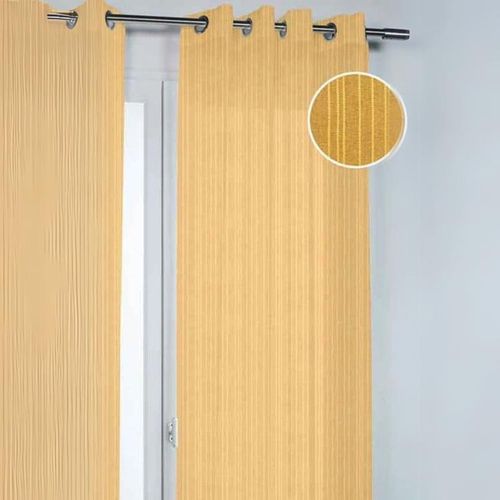 Voilage Uni Tissé De Fines Rayures - 140x260 Cm - Jaune