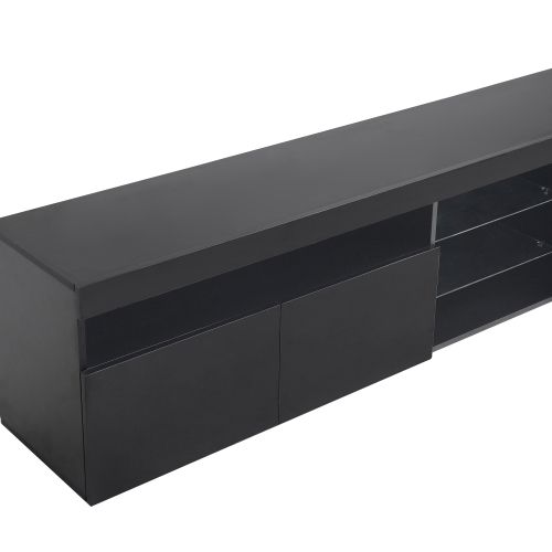 Meuble TV Moderne Noir, Panneau Lumineux, Éclairage LED Variable, Salon Et Salle à Manger 180cm