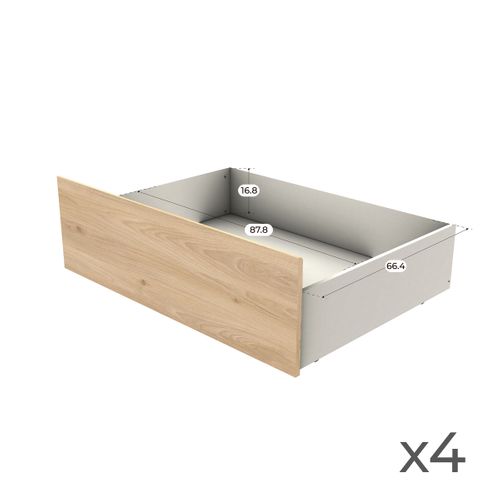 Lit 140x190 cm 4 tiroirs AMBRE imitation chêne et blanc