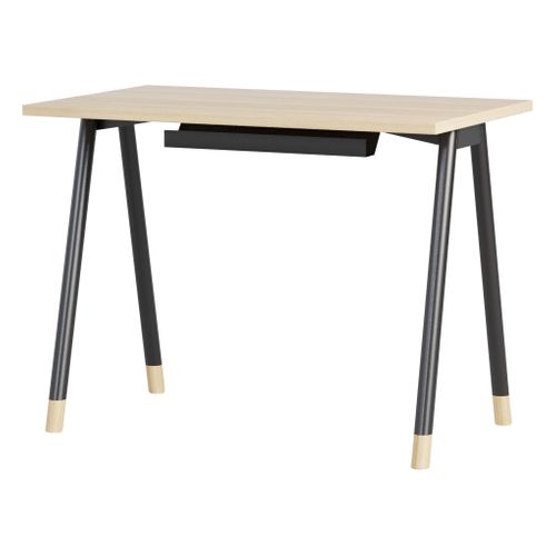 Bureau droit L.100 - P.60 cm K2 imitation chêne/ noir