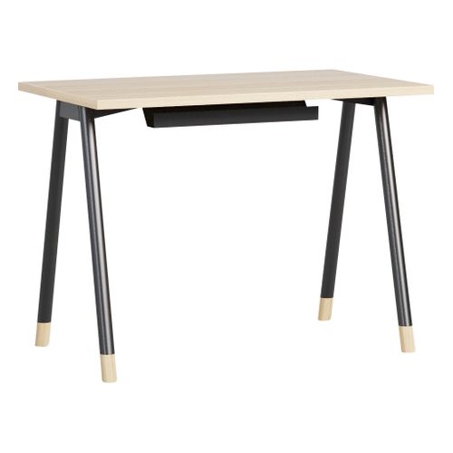 Bureau droit L.100 - P.60 cm K2 imitation chêne/ noir