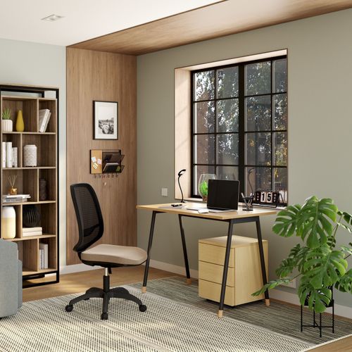 Bureau droit L.120 - P.80 cm K2 imitation chêne/ noir