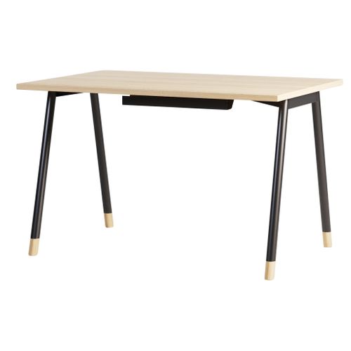 Bureau droit L.120 - P.80 cm K2 imitation chêne/ noir