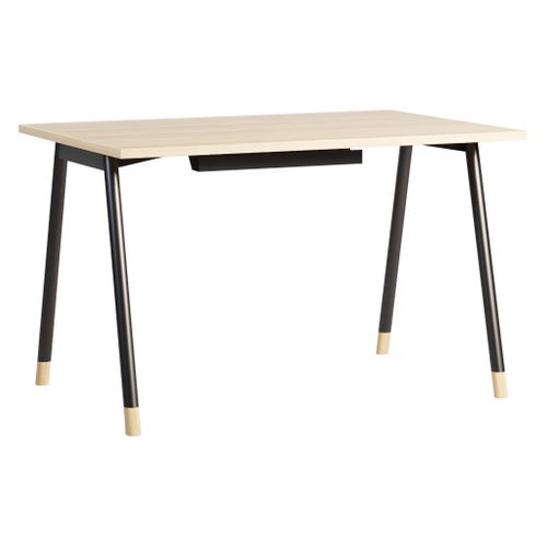 Bureau droit L.120 - P.80 cm K2 imitation chêne/ noir