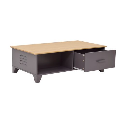 Table basse SEVEN imitation chêne et gris