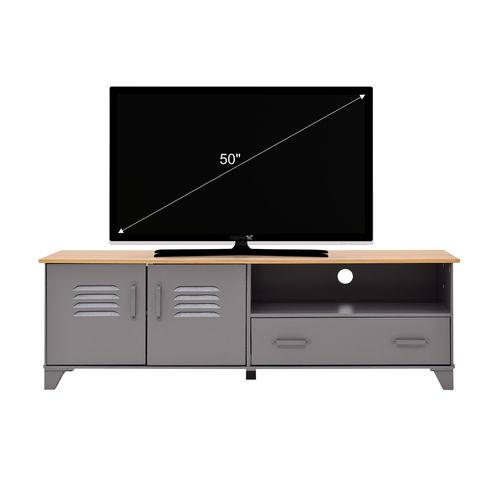Meuble TV L.160 cm SEVEN en pin gris