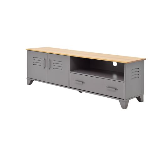 Meuble TV L.160 cm SEVEN en pin gris