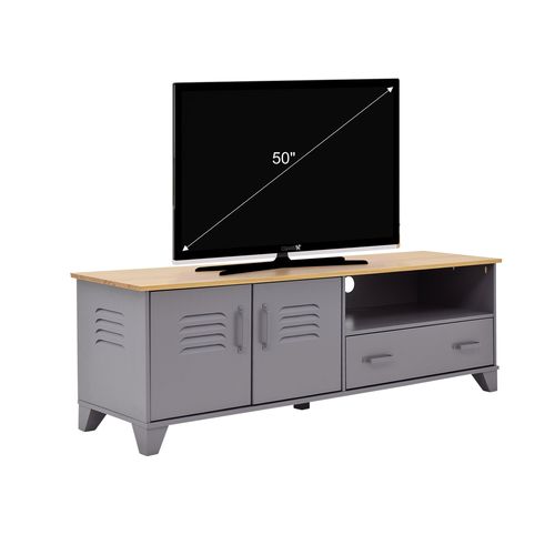Meuble TV L.160 cm SEVEN en pin gris