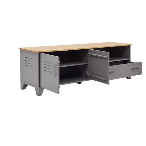 Meuble TV L.160 cm SEVEN en pin gris