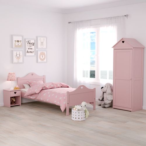 Armoire enfant en pin TRACY rose