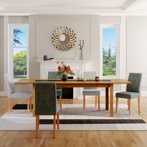 Table L. 180/260 + Allonge TARA Imitation chêne / Anthracite