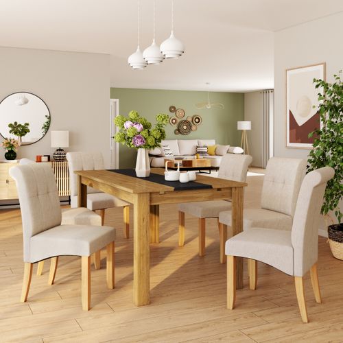 Table L. 160/240 + Allonge TARA Imitation chêne / Anthracite