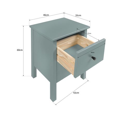 Chevet 2 tiroirs H.60 cm MARGOT Céladon