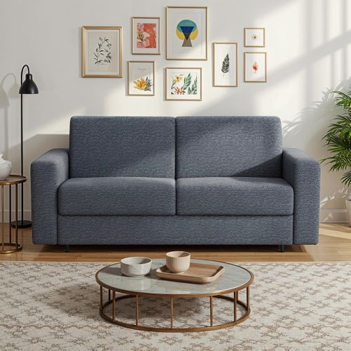Canapé convertible express 3 places ORANE tissu gris matelas 17 cm