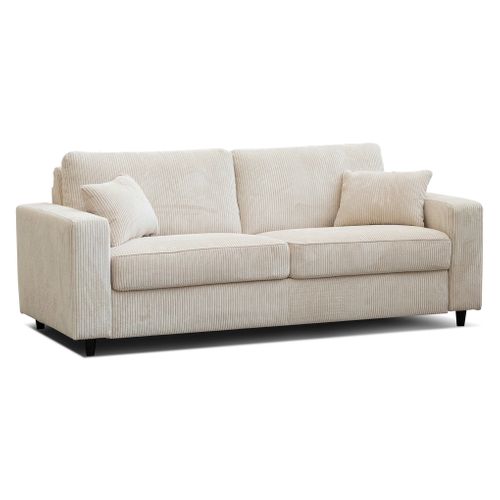 Canapé convertible express 3 places LOUISE tissu beige matelas 13 cm