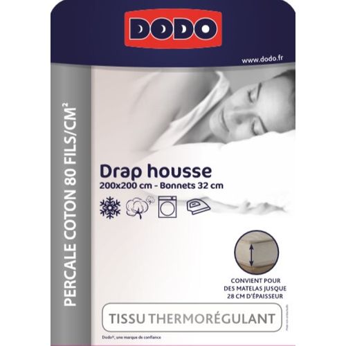 Drap Housse Percale De Coton Thermorégulée Blanc 200 X 200 Cm Blanc