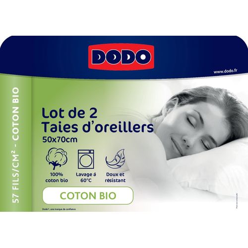 Lot De 2 Taies D'oreiller Coton Bio Vert D'eau 50 X 70 Cm Vert Clair