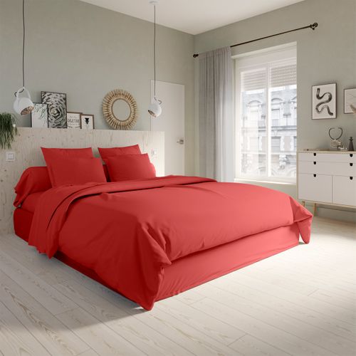 Housse De Couette Studio Coton Rouge 220 X 240 Cm Rouge