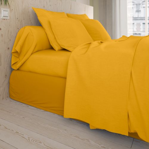 Drap Plat Studio Coton Jaune 180 X 290 Cm Jaune