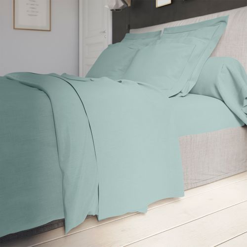 Drap De Lit Uni En Percale De Coton SAUGE 80fils/cm² | France