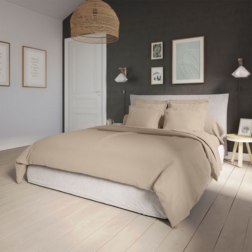 Housse De Couette Influence Percale Osier 240 X 260 Cm Beige